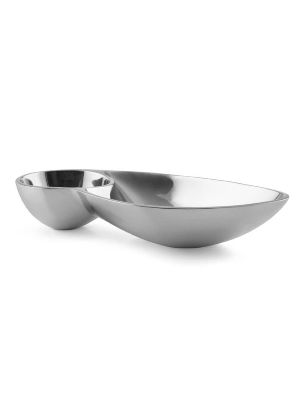Nambe Pinion Chip & Dip Serving Bowl Metal Alloy Divided Platter Modern NIB - Picture 4 of 16